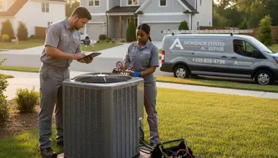 HVAC technician performing AC repair service in Atlanta GA home