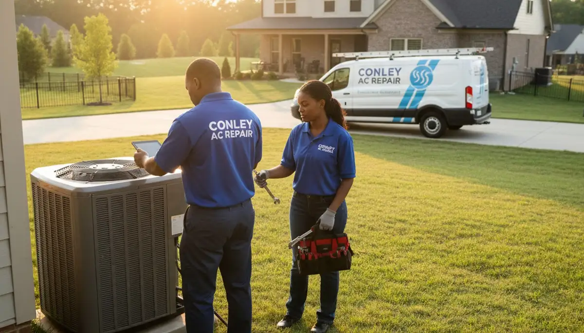 HVAC technician providing professional AC repair service in Atlanta GA home