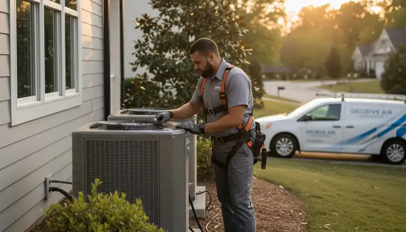 HVAC technician providing professional AC repair service in Atlanta GA home