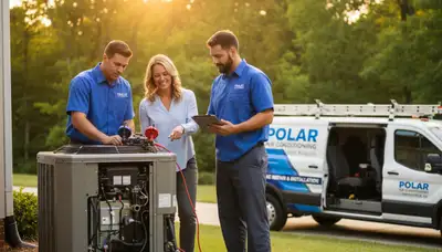 Professional AC repair technician servicing air conditioner unit in Atlanta, GA