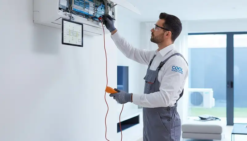 Technician performing AC repair service in Atlanta, GA for Five Star Cooling HVAC experts