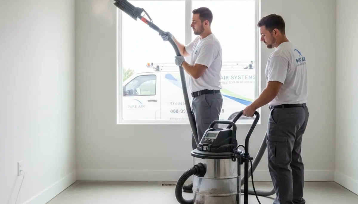 Technician cleaning air ducts for HVAC system in Atlanta GA home | Five Star Cooling service